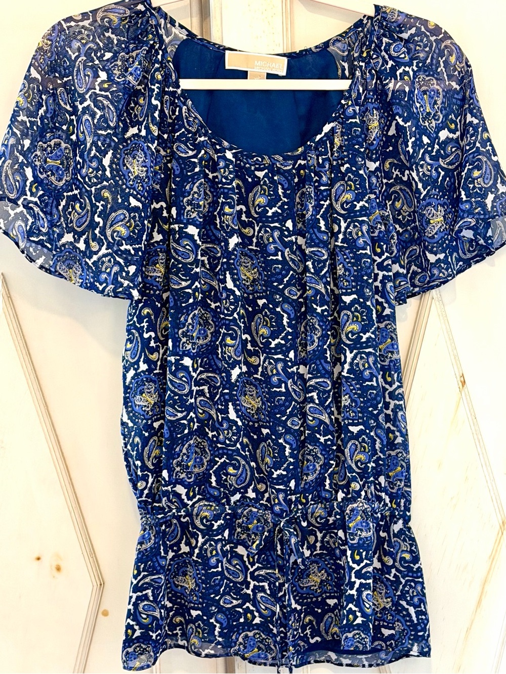 Michael Kors Blue Paisley Short-Sleeve Top XS